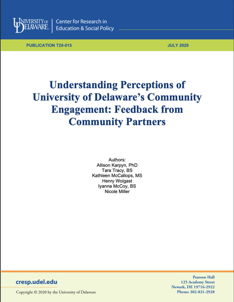 Understanding Perceptions of University of Delaware's Community Engagement: Feedback from Community Partners cover